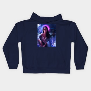 Cyberpunk Neon Girl Kids Hoodie